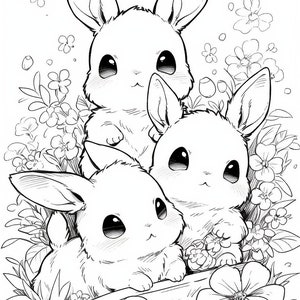 Coloring page, for Children, Baby Rabbits image 1