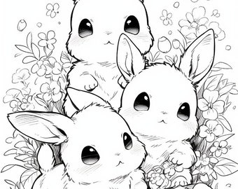 Coloring page, for Children, Baby Rabbits