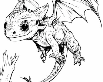 Coloring page, for Children, Baby Dragon