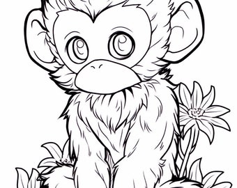 Coloring page, for Child, Baby Monkey