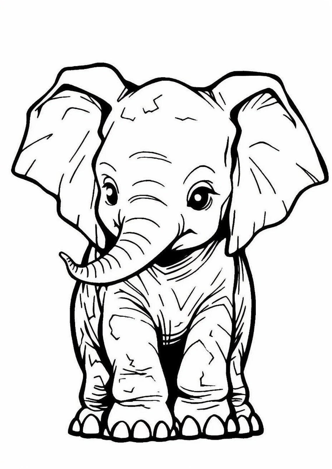 Coloring Page, for Child, Baby Elephant Etsy