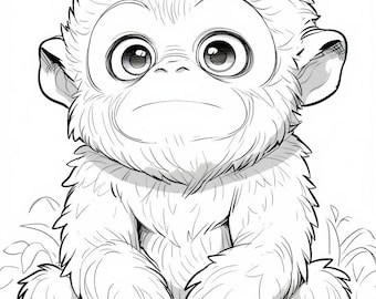 Coloring page, for Children, Baby Gorilla