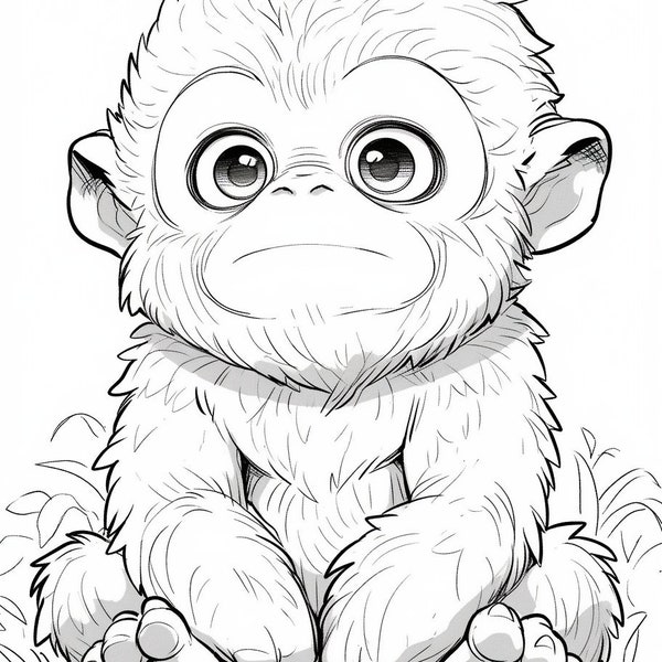 Coloring page, for Children, Baby Gorilla