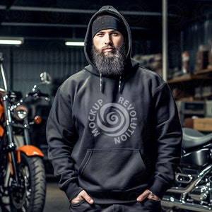 Schwarzer Hoodie Männer Gildan 18500 Mockup Herren schwarzer Hoodie Mockup Männer Hoodie MockupHoodie Mock Gildan Mens Mockup Bike Mockup Lifestyle