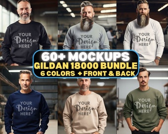 Gildan 18000 Mockup Bundle Mens Mockup Bundle Mens Gildan Sweatshirt Mockup Bundle Crewneck mockup bundle Gildan Mockup 18000 Mockup Bundle