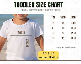 Bella Canvas 3001T Size Chart Toddler Size Chart Bella and Canvas 3001T Size Chart Mockup Kid Tshirt Sizing Guide Kids Size Chart Mockup