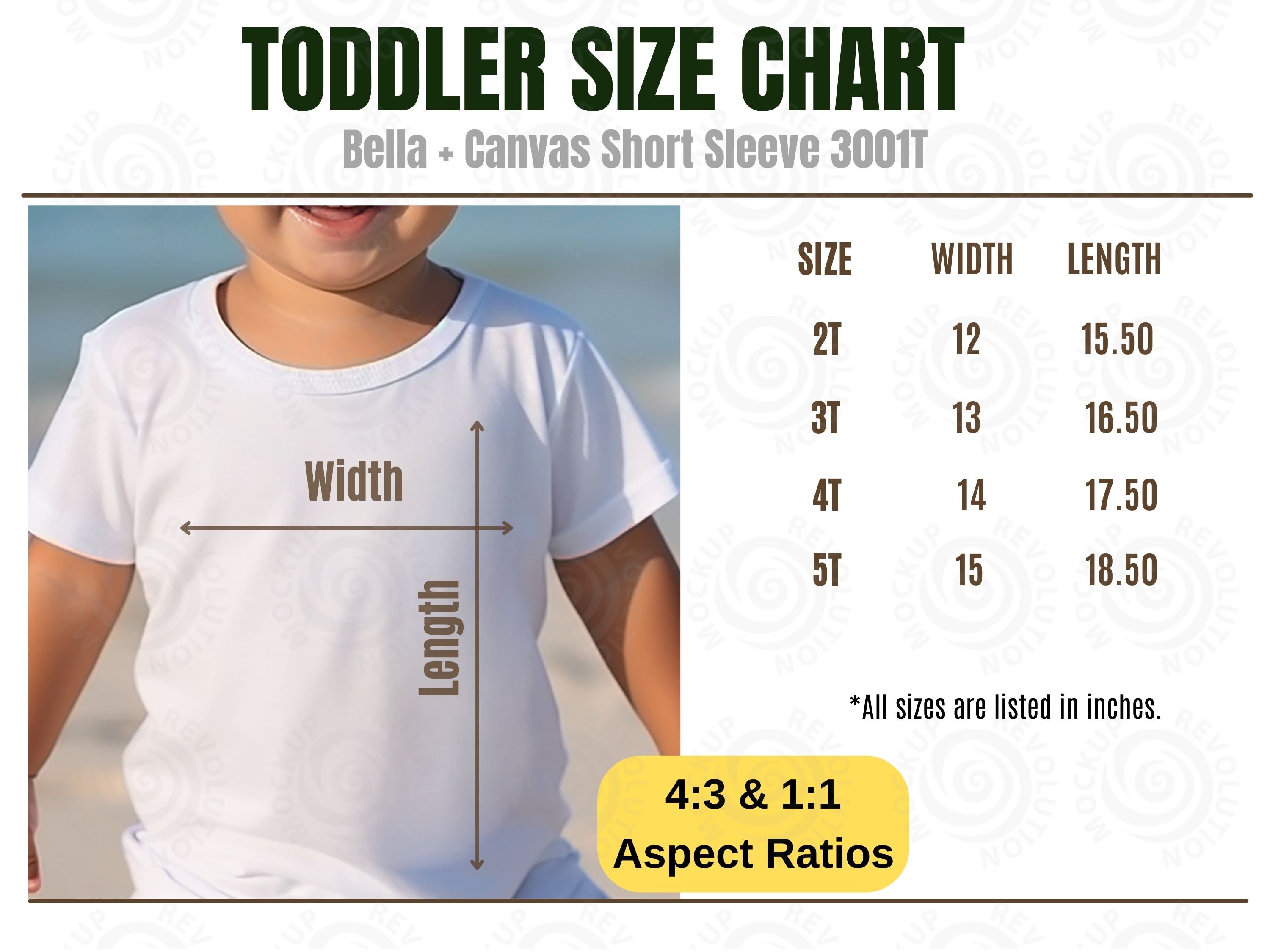 Bella Canvas 3001T Size Chart Toddler Size Chart Bella and Canvas