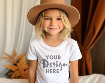 Kids Bella Canvas 3001 White Kids Shirt Mockup Girls T-Shirt Mock up Kids Bella Canvas 3001T Halloween Mockup Toddler Tshirt Mock Ups Fall