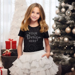 Gildan 5000b Mockup Black Gildan 5000B Youth Girl Tshirt Mockup Kids T-shirt Mock Up t shirt Children Gildan 5000B Black Girl Shirt Mock Ups