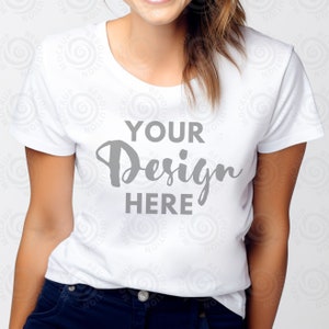 Gildan 5000 Mockup White Tshirt Mockup 5000 White Mockup Model Gildan Shirt White Unisex Tee Mock White T-Shirt Mock Female Model Mocks