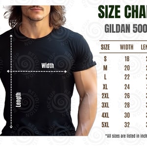 Gildan 5000 Size Chart Gildan Unisex Tshirt Size Chart Gildan Tshirt Measurement Size Guide 5000 Tee size Gildan Unisex T-shirt Size Guide