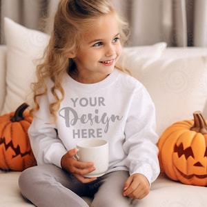 White Gildan 18000 Mockup Sweatshirt Kids Gildan 18000 Youth Mock up Halloween Mocks 18000 Fall Sweatshirt Mockup 18000 Youth Mockup Bundle