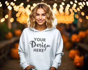 Gildan 18500 White Hoodie Mockup, Gildan Hoodie Mock up, White Hoodie Mockup, Gildan Hoodie Mock up, styled Mockup, White Hoodie Mockup