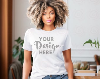 Gildan 5000 Mockup White Tshirt Mockup 5000 White Mockup Model Gildan Shirt White Unisex Tee Mock Lifestyle Gildan 5000 Diversity Mockup