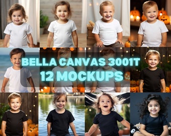Ensemble de maquettes pour enfants Bella Canvas 3001T, maquette de t-shirts pour enfants 3001T, ensemble de t-shirts pour enfants 3001T, modèle Halloween, section entière