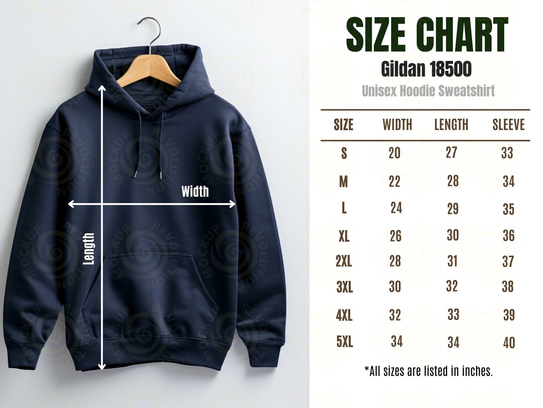 Gildan 18500 Size Chart Hanging Size Chart Gildan 18500 Size Guide Navy ...
