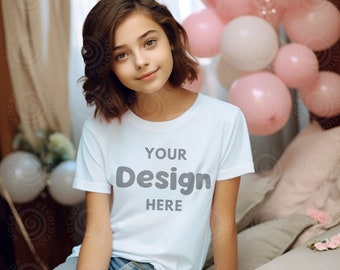Kids Bella Canvas 3001Y Mock Up Kids Model Mockup BC 3001Y Mockup Bella Canvas White Mockup 3001Y Mockup TShirt Mock Up kids mockup bundle
