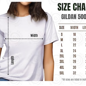 Gildan 5000 Size Chart Gildan Unisex Tshirt Size Chart Gildan Tshirt Measurement Size Guide 5000 Tee size Gildan Unisex T-shirt Size Guide