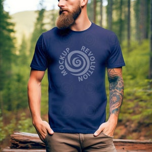 Navy Bella Canvas 3001 Tshirt Mockup Male t-shirt Mockup T-Shirt Mockup Model Mockup 3001 Mockup Navy Tshirt mock Outdoor Mockup Fall Mockup
