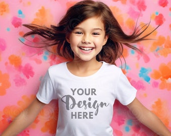 Bella Canvas 3001T Mockup White Kids Tee Mockup Toddler Tshirt Mockup 3001T Mockup White Tee Mock 3001T Lifestyle Mockup Flower Background