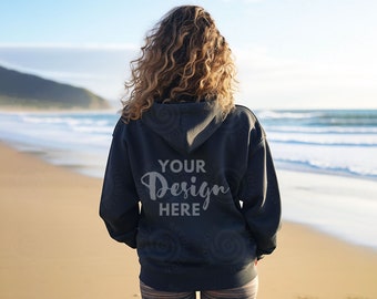 Gildan 18500 zwart mockup-sweater op de achterkant Mock-up hoodie met capuchon Mockup 18500 hoodie Back of 18500 herenhoodie-mockup mock-ups met capuchon