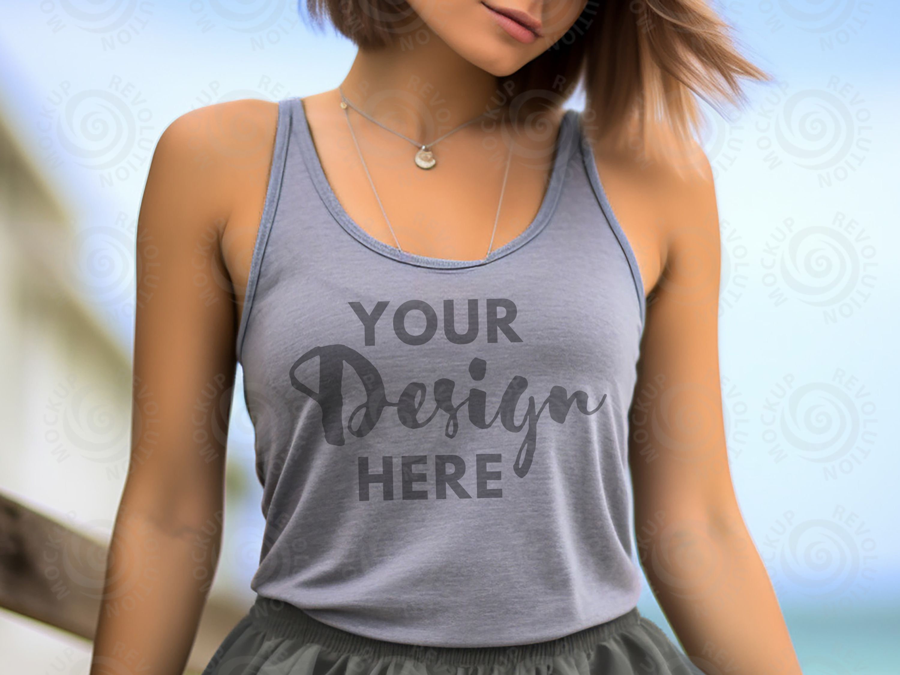 Next Level 1533 Mockup Gray Next Level 1533 Heather Grey Tank Top
