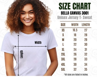 Bella Canvas 3001 Size Chart Bella Canvas Size Chart 3001 Bella Canvas Tshirt Measurement Size Guide Mens Bella Canvas T-shirt Size Chart
