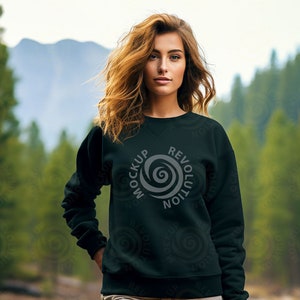 Gildan 18000 Mockup Gildan Black Sweatshirt Mockup Sweatshirt Model Mockup Black Gildan Crewneck Mockups Sweater Mock Up Mountain Outdoor