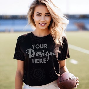 Football Tshirt Mockup Game Day Tshirt Black Bella Canvas 3001 Mockup Football Mockup 3001 T-shirt Black T-Shirt Mockup Football Mom T-shirt
