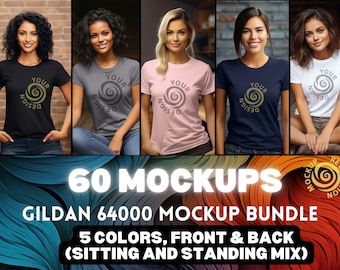 Gildan 64000 Mockup Bundle Womens Gildan Soft Style Mockup Shirt Mockup tshirt mockup bundle t-shirt mockup Gildan  Mockup Bundle