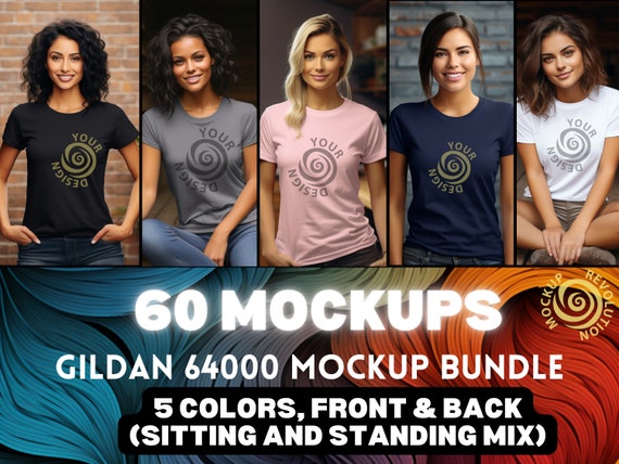 Gildan 64000 Mockup Bundle Womens Gildan Soft Style Mockup Shirt Mockup tshirt mockup bundle t-shirt mockup Gildan  Mockup Bundle