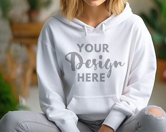 Gildan 18500 White Hoodie Mockup Gildan Hoodie Mock up White Gildan Hoodie Mockups Gildan Hoodie Mock up Lifestyle Mockup Hoody for women