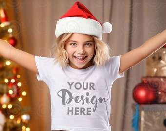 Gildan 5000b Mockup White Gildan 5000B Youth Girl Tshirt Mockup Kids T-shirt Mock Up t shirt Children Gildan 5000B White Girl Shirt Mock Ups