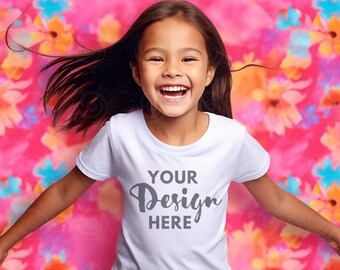 Kids Bella Canvas 3001y Mockup Kids Model Mockup BC 3001Y Mockup Bella Canvas White Mockup 3001Y Mockup TShirt Mock Up kids mockup Flowers