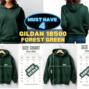 Gildan 18500 Forest Green Mockup Back of 18500 Mockup Front and Back Hoodie Mock up Sweatshirt Mockups hoodie front and Back Aesthetic Mock