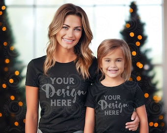 Bella Canvas 3001 Black Mockup Mamá y yo Mock Ups Navidad Mamá y yo Camisa Mock up Niños Bella Mamá Hija Mockups Niños Camiseta Mock