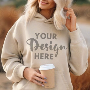 Gildan 18000 Mockup Gildan Sand Hoodie Mockup Sweatshirt Model Mockup Sand Gildan Hoodie Mockup Hoodie Gildan 18500 Mockup Coffee Hoodie