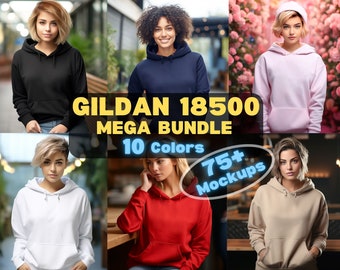 Gildan 18500 Mockup Bundle Gildan 18500 bundle Hoodie Mockup Bundle Female Hoodie mockup Sweatshirt Mockup Hooded Sweatshirt Fall Mockup