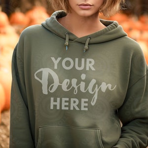 Military green Gildan 18500 Mockup Men Hoodie Mockup Womens Gildan Mockup Lifestyle mock 18500 green Mockup Gildan Halloween Sweatshirt