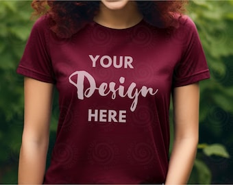 Gildan 5000 Mockup Maroon Tshirt Mockup 5000 Model Mockup Gildan Shirt Maroon Unisex Tee Mock Gildan Outdoor Gildan 5000 Wild Nature Mockup