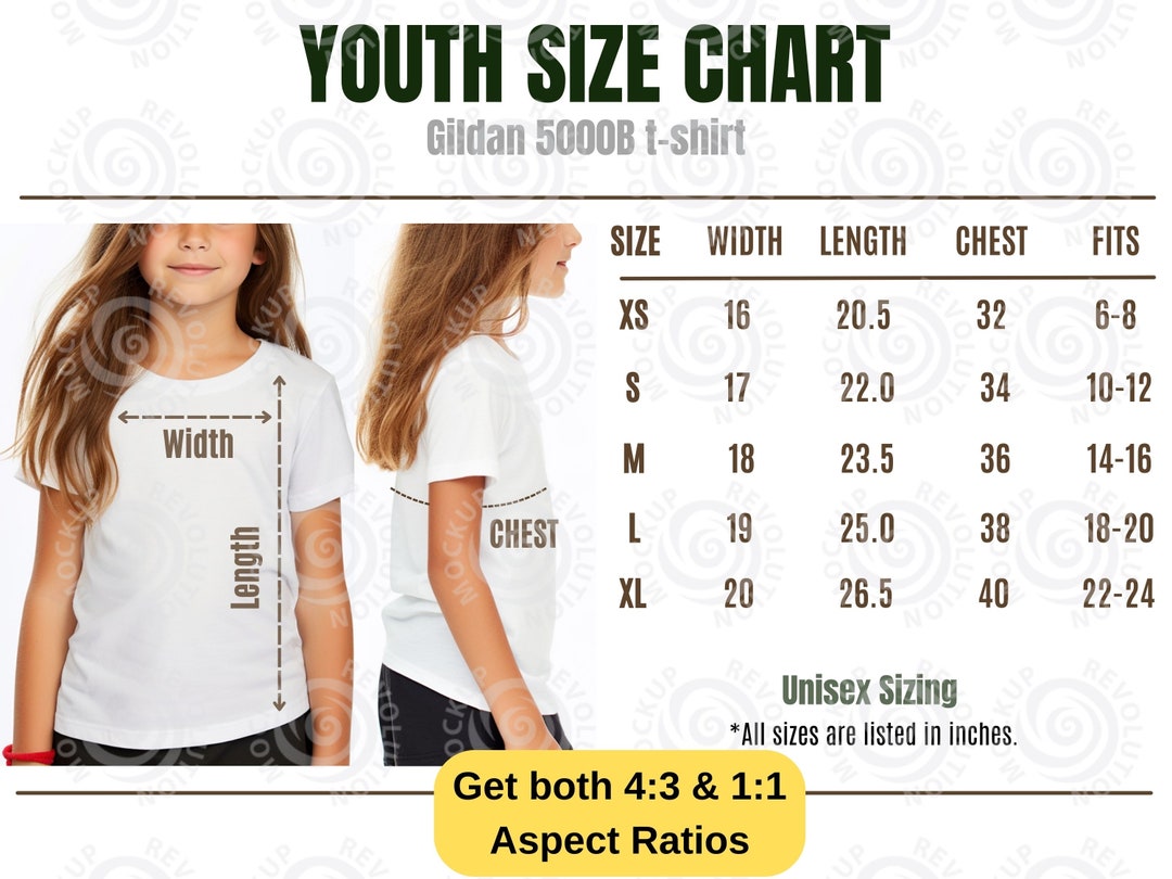 Gildan 5000B Youth Size Chart Gildan Shirt Kids Size Chart Gildan 5000B