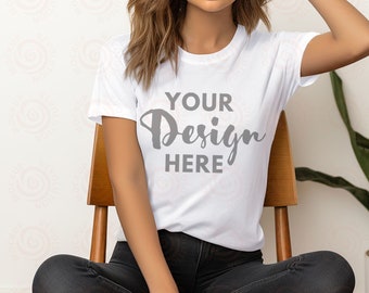 Gildan 5000 Mockup White Tshirt Mockup Gildan 5000 white Model Mockup White tshirt Mockup Woman Mockup 5000 t-shirts Gildan Outdoor Gildan