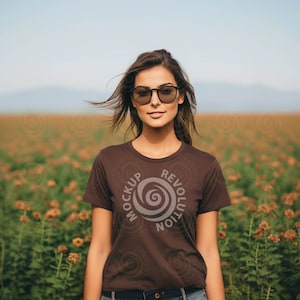 Bella Canvas 3001 Black Mockup, 3001 Model Mockup, Brown Bella Canvas Shirt Mockup, Boho, T-shirt mock up, Bella Canvas Model, Summer, Fall