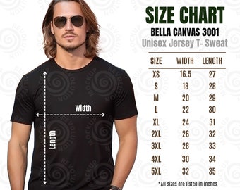 Bella Canvas 3001 Size Chart Bella canvas size chart 3001 Bella Canvas Tshirt Measurement Size Guide Mens Bella Canvas T-shirt Size Chart