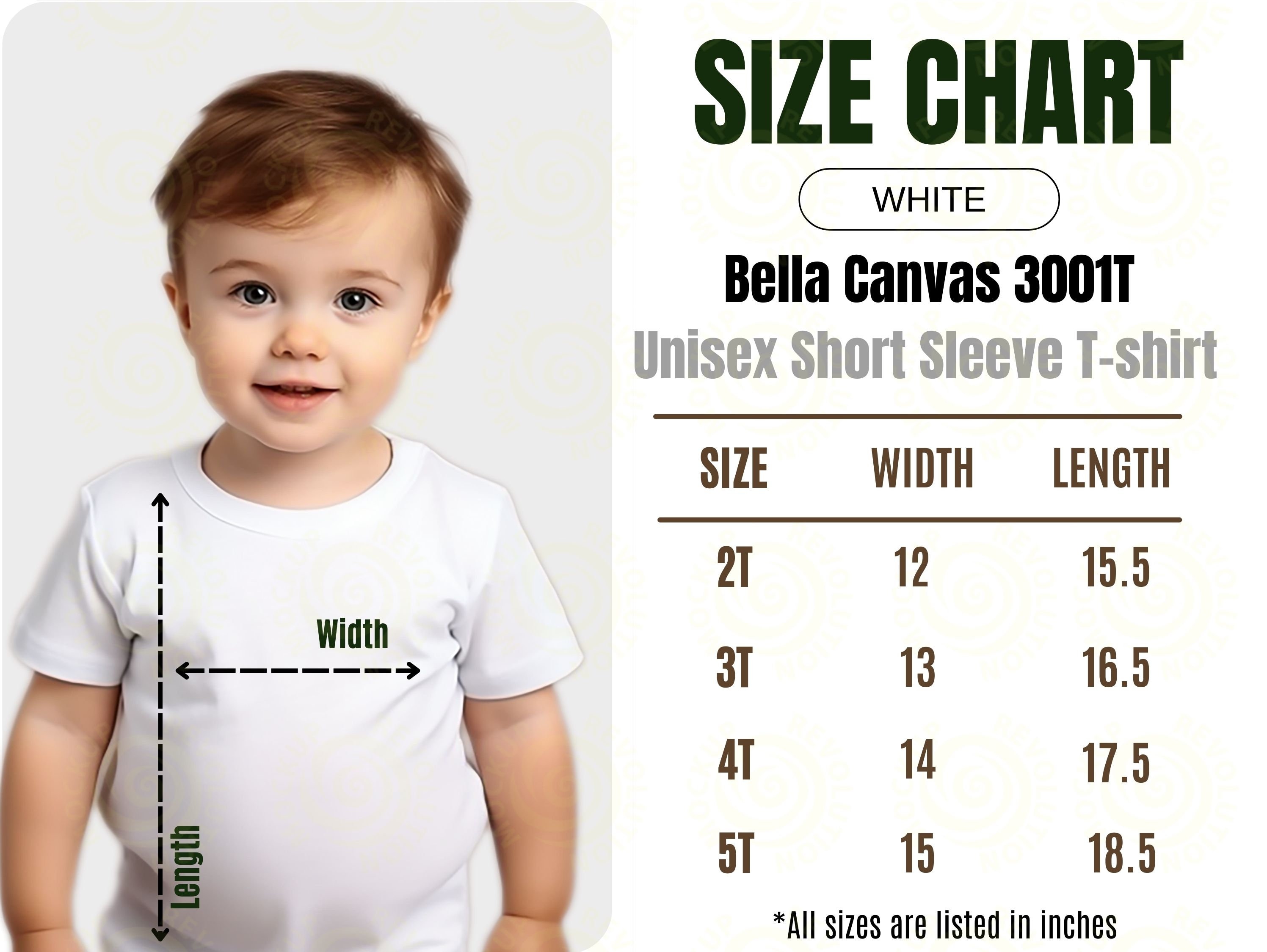 Bella Canvas 3001T Size Chart Toddler Size Chart Bella and Canvas