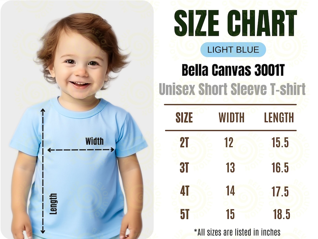 Bella Canvas 3001Т Size Chart Unisex Kids T-shirt Light Blue Size