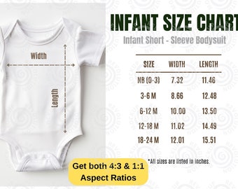 Baby Bodysuit Mockup Onesie Infant Bodysuit Size Guide Baby Size Chart Infant Mock Up Baby Mockup Mock ups Size Chart Rabbit Skins 4424
