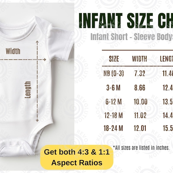 Baby Bodysuit Mockup Onesie Infant Bodysuit Size Guide Baby Size Chart Infant Mock Up Baby Mockup Mock ups Size Chart Rabbit Skins 4424