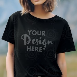 Gildan 64000 Mockup Black Tshirt Mockup 64000 Black Unisex Tee Mock Gildan Model Mockup Gildan Shirt Lifestyle Gildan 64000 Mockups