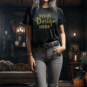 Gildan 5000 Mockup Model Mockup Gildan Shirt Black Tshirt Mockup 5000 Black Outdoor Gildan 5000 Unisex Tee Mock Gildan Halloween Mockup